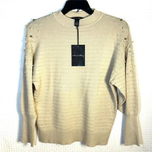 A Love Story Sweater Size Medium Michelle Dolman Sleeve Ottoman Stitch Embellish